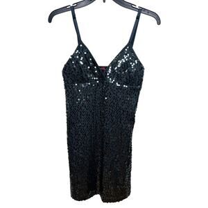 Forever21 Gray Sequin Sleeveless Mini Dress With Adjustable Spaghetti Straps, L
